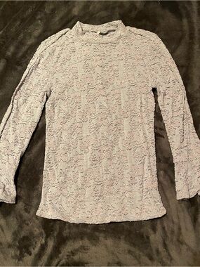 Free People Light Lavender Lace Long Sleeve Top
